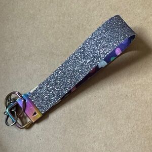 Glittery Silver Keychain Wristlet